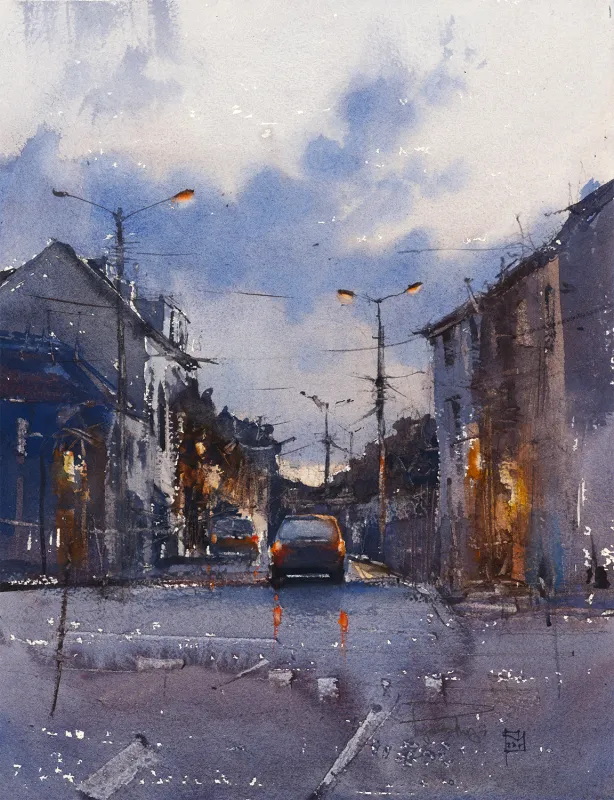 Ю. Присяжний. «Tralee streets». 2023. Папір, акварель