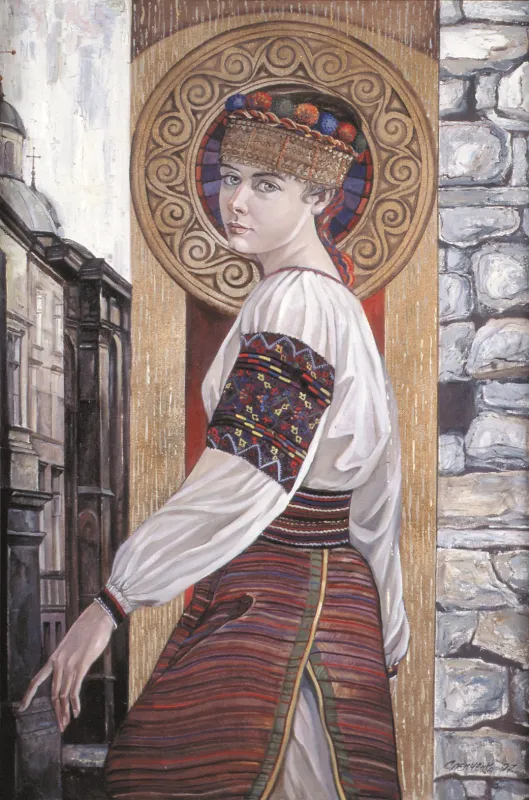 В. Слєпченко. «Дочка Марія в гуцульскому строї». 1997. Полотно, олія