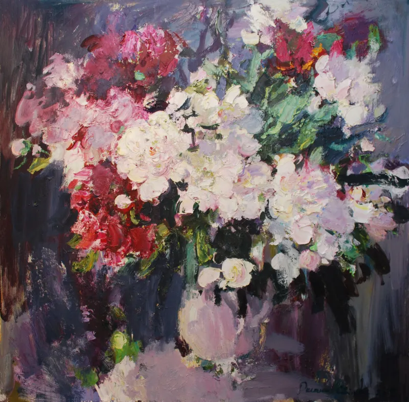 О. Свіжак. «П’янкий запах пiвонiй». 2015. Полотно, олія