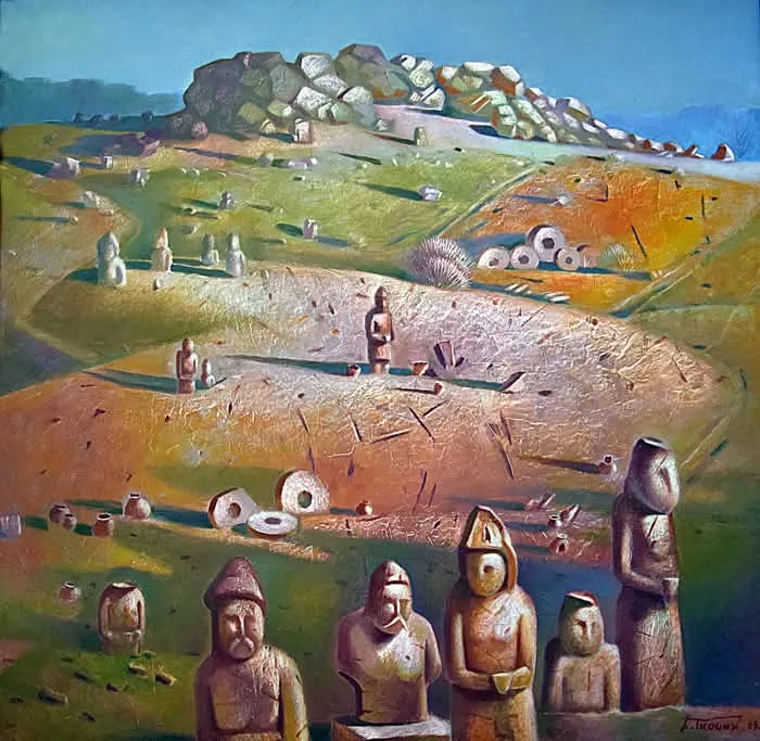 Б.Ткачик. «Кам’яна Могила». 2008. Картон, темпера, олія